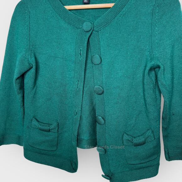 Banana Republic Merino Wool Cardigan Sweater Small Green Button Front Art Deco - Picture 5 of 7